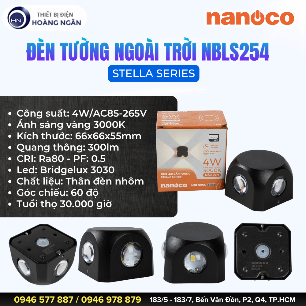 Đèn Hắt Tường Ngoài Trời NBLS254 - Nanoco Stella Series