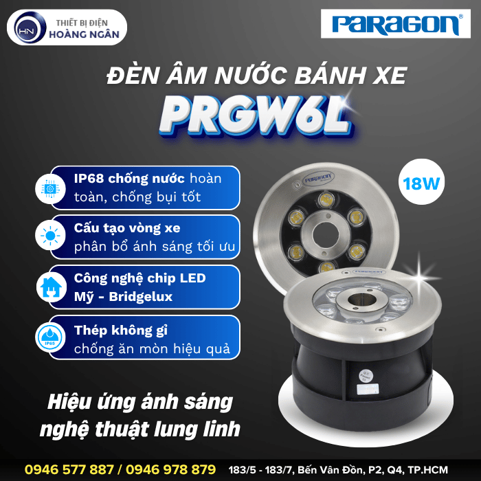 Đèn LED Âm Nước Bánh Xe Paragon PRGW6L