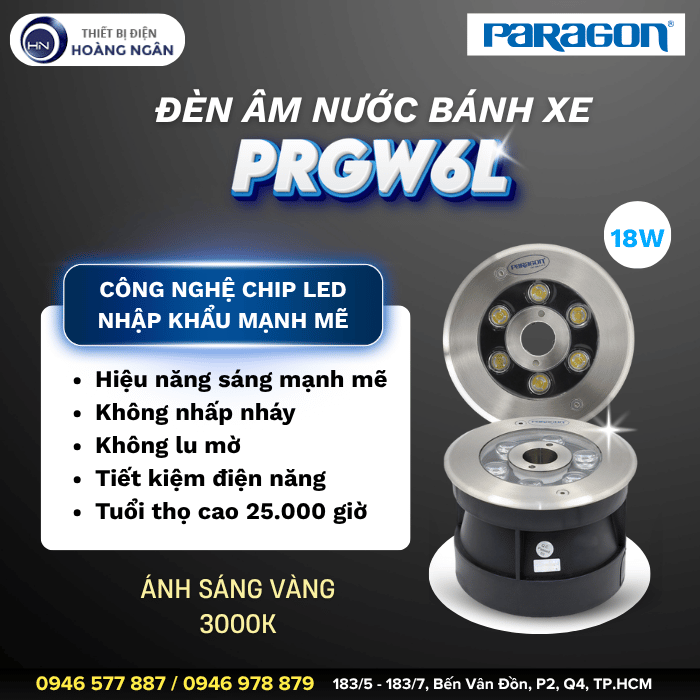 Đèn LED Âm Nước Bánh Xe Paragon PRGW6L