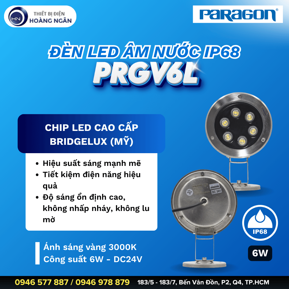 Đèn LED Âm Nước IP68 PRGV6L Paragon