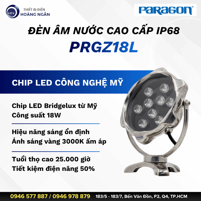 Đèn LED Âm Nước IP68 PRGZ18L Paragon
