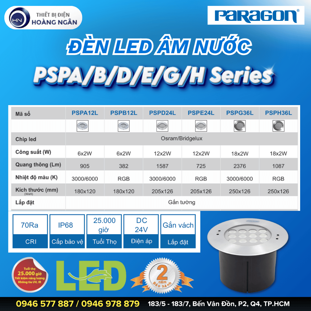 Đèn LED Âm Nước Paragon PSPABDEGH Series
