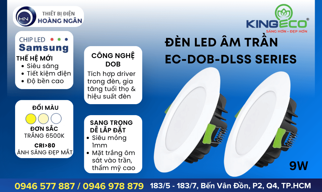 Đèn LED Âm Trần 9W EC-DOB-DLSS Series KingEco