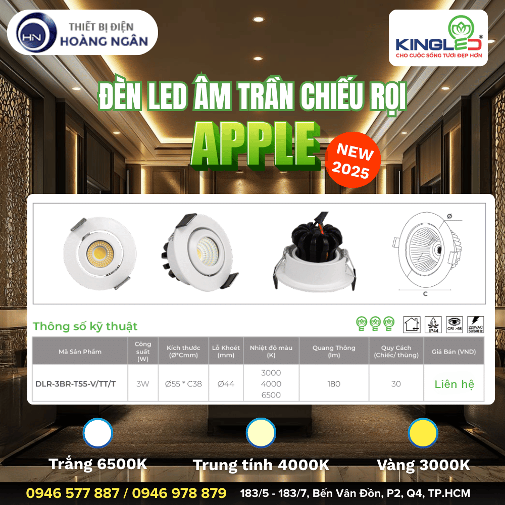 Đèn LED Âm Trần Chiếu Rọi Apple (DLR-BR Series) KINGLED
