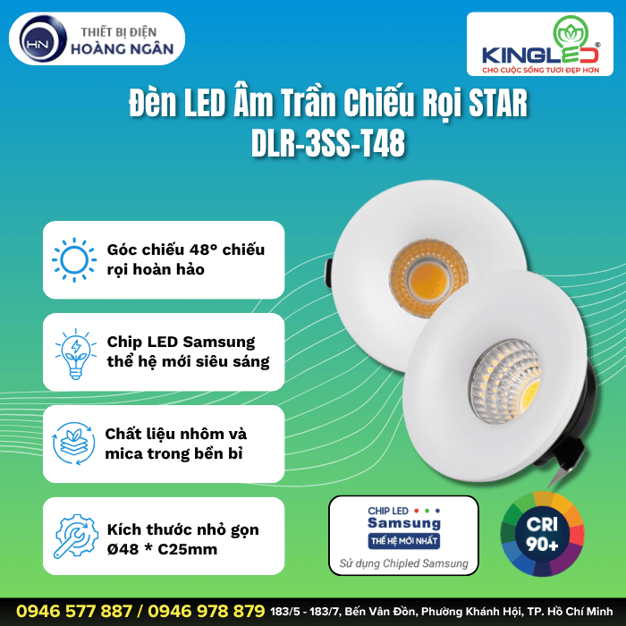 Đèn LED Âm Trần Chiếu Rọi STAR DLR-3SS-T48 KingLED