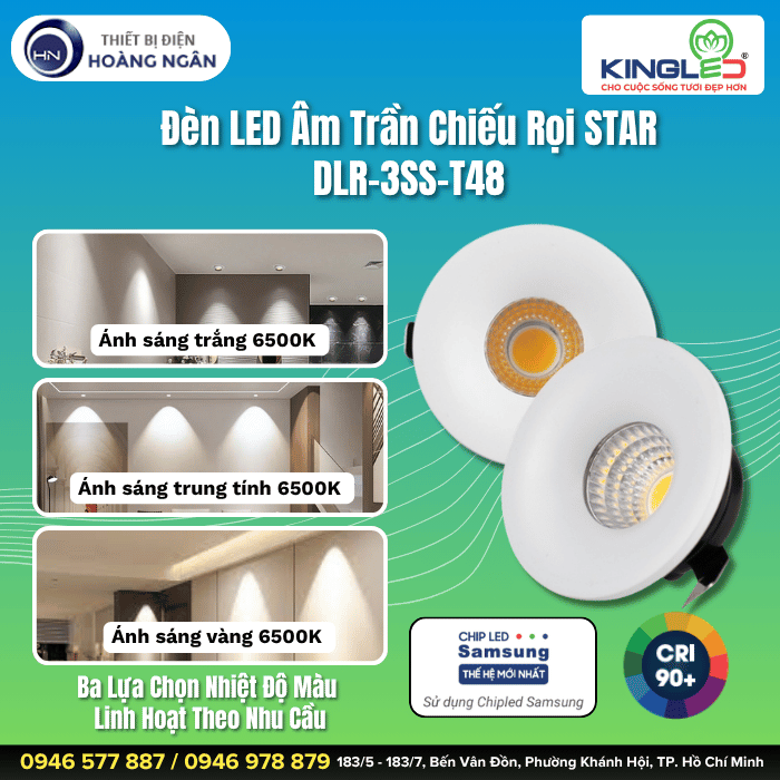 Đèn LED Âm Trần Chiếu Rọi STAR DLR-3SS-T48 KingLED