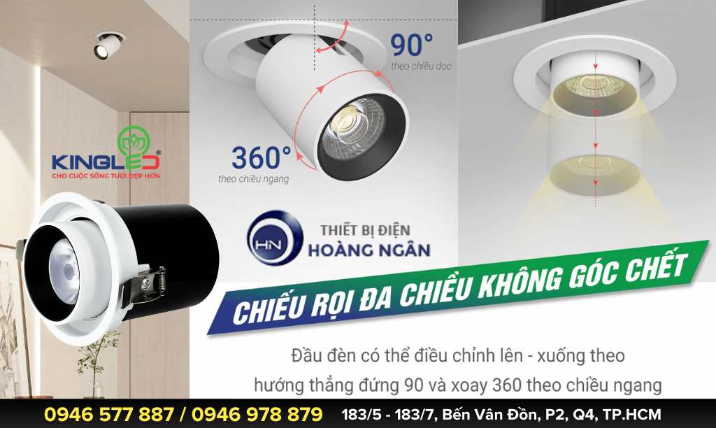 Đèn LED Âm Trần Kéo Xoay DLKX-SS KingLED