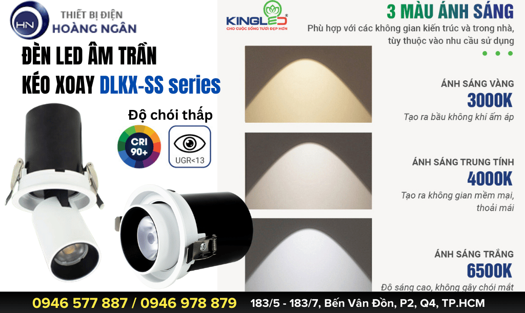 Đèn LED Âm Trần Kéo Xoay DLKX-SS KingLED