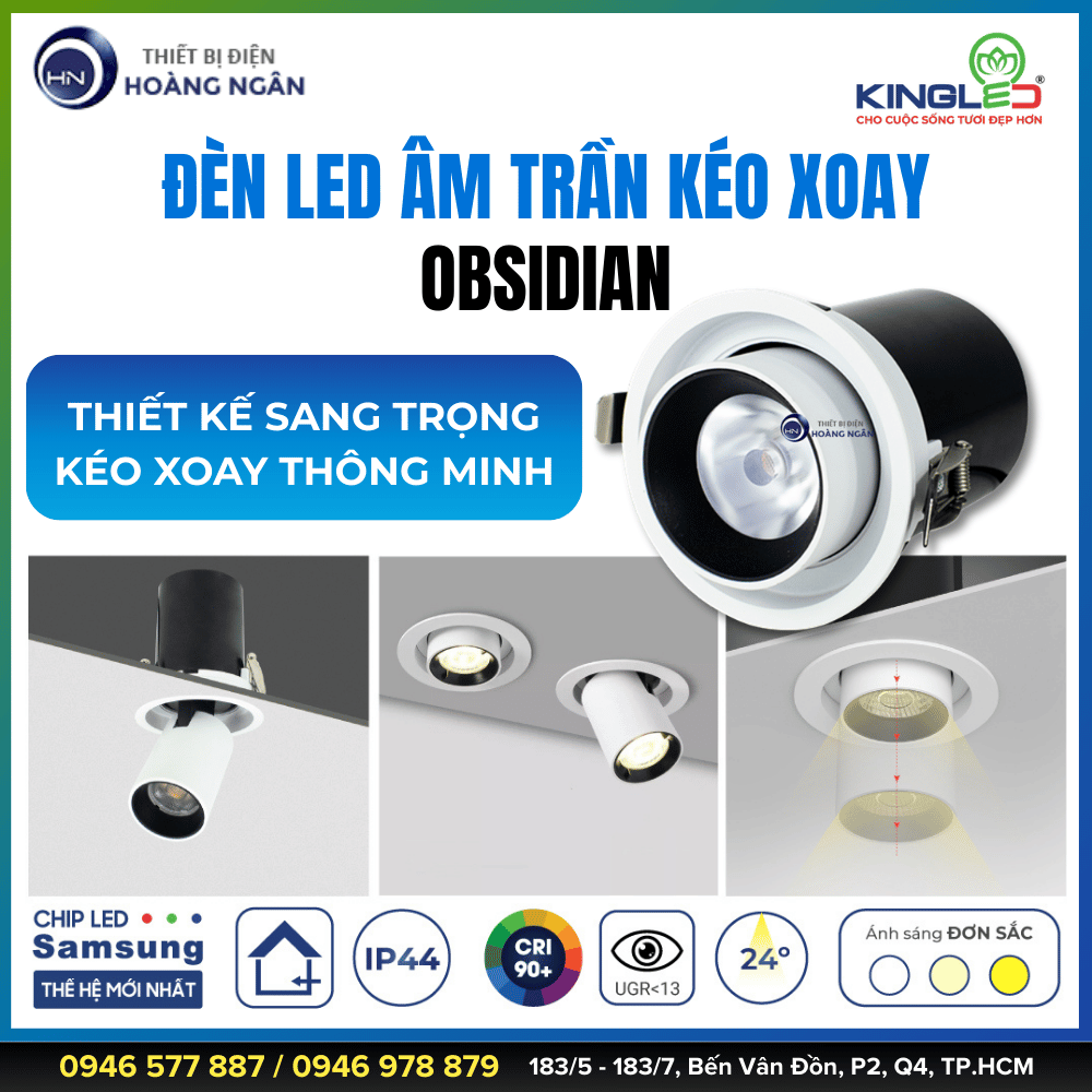 Đèn LED Âm Trần Kéo Xoay KINGLED DLKX-SS Series