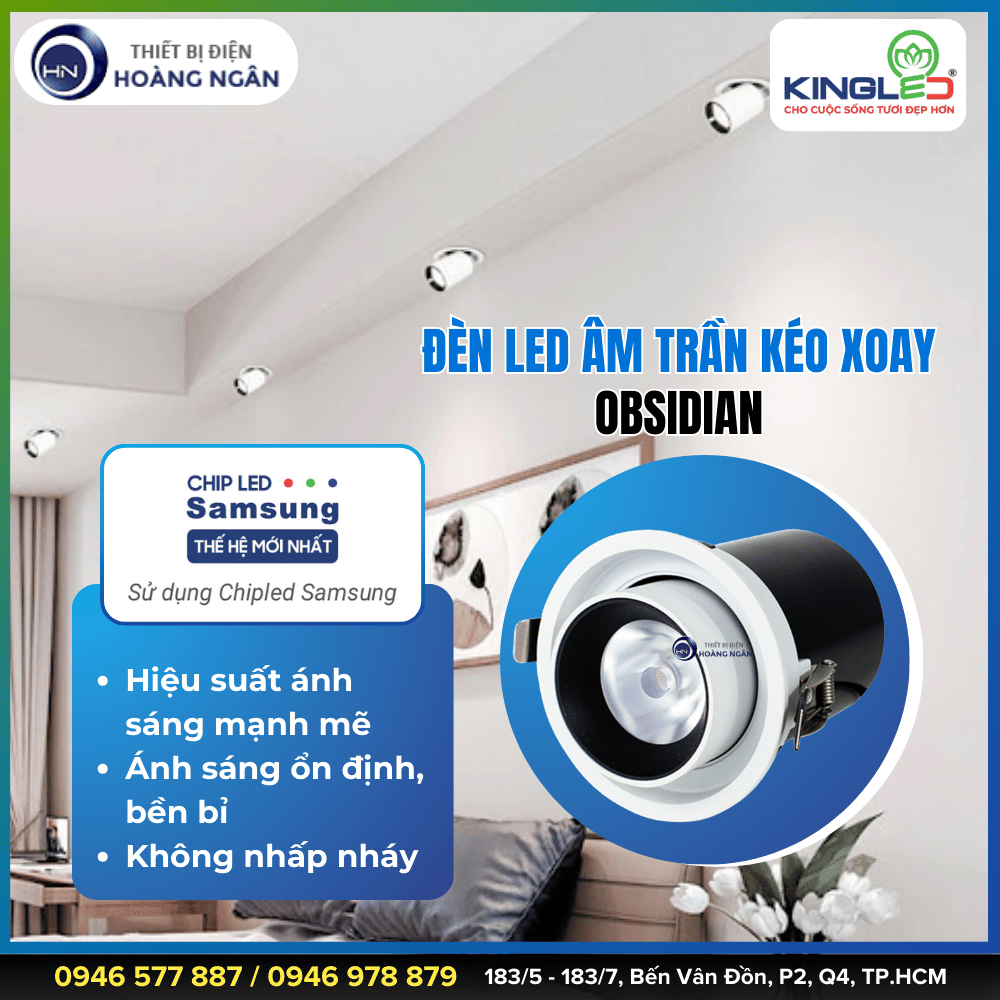 Đèn LED Âm Trần Kéo Xoay KINGLED DLKX-SS Series