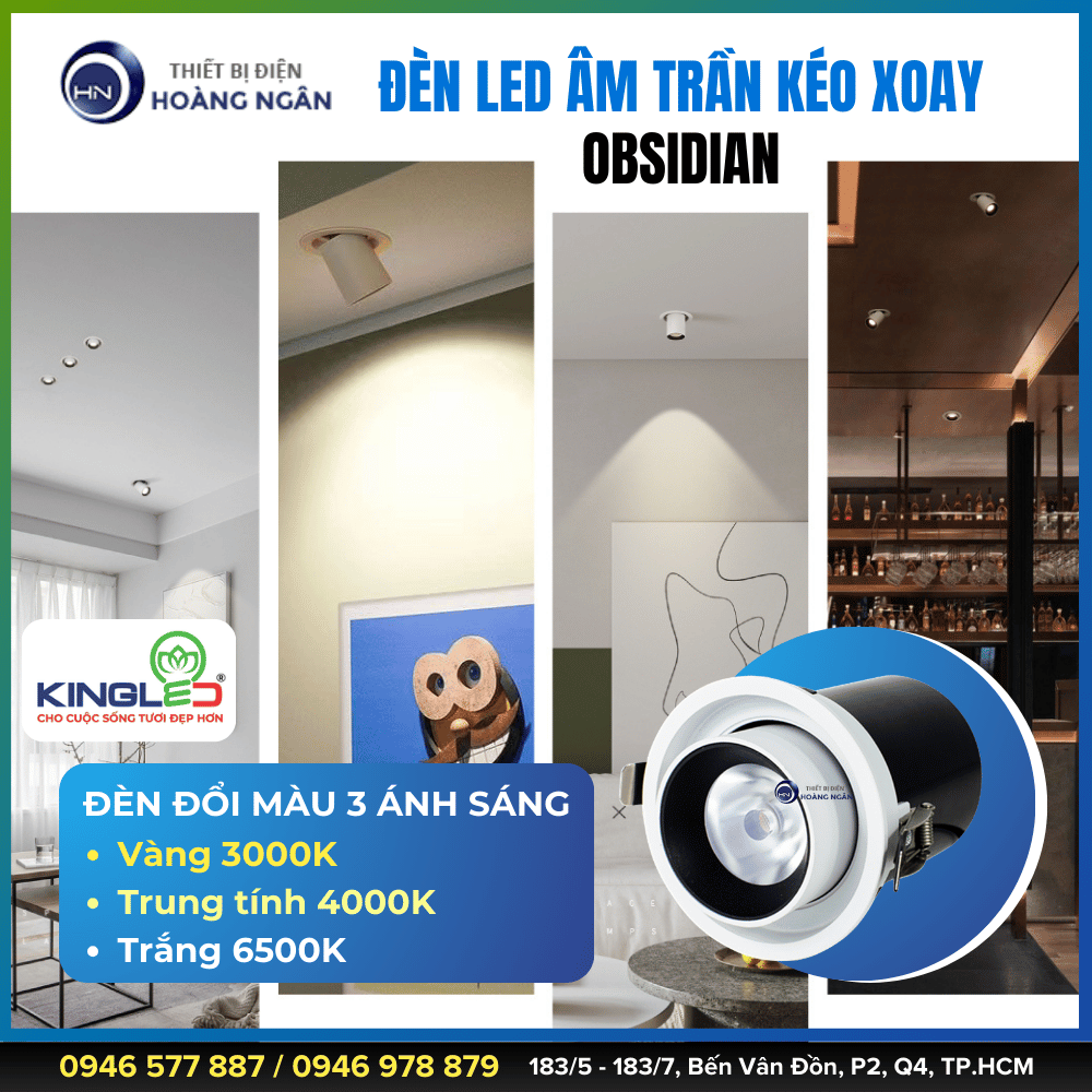 Đèn LED Âm Trần Kéo Xoay KINGLED DLKX-SS Series