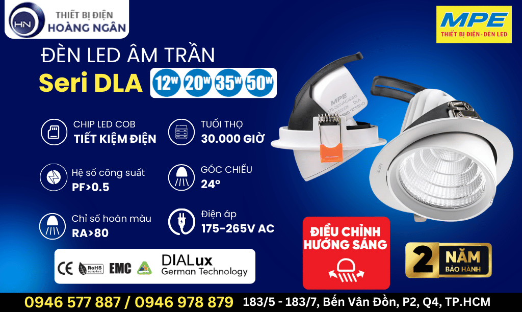 Đèn LED Âm Trần MPE Seri DLA Điều Chỉnh Hướng Chiếu Sáng