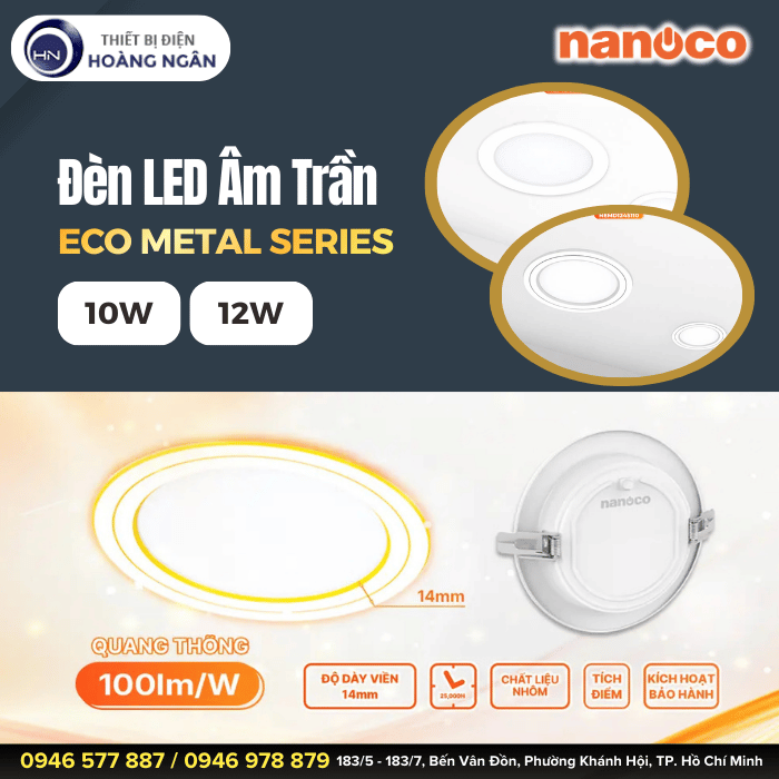 Đèn LED Âm Trần Nanoco ECO Metal Series