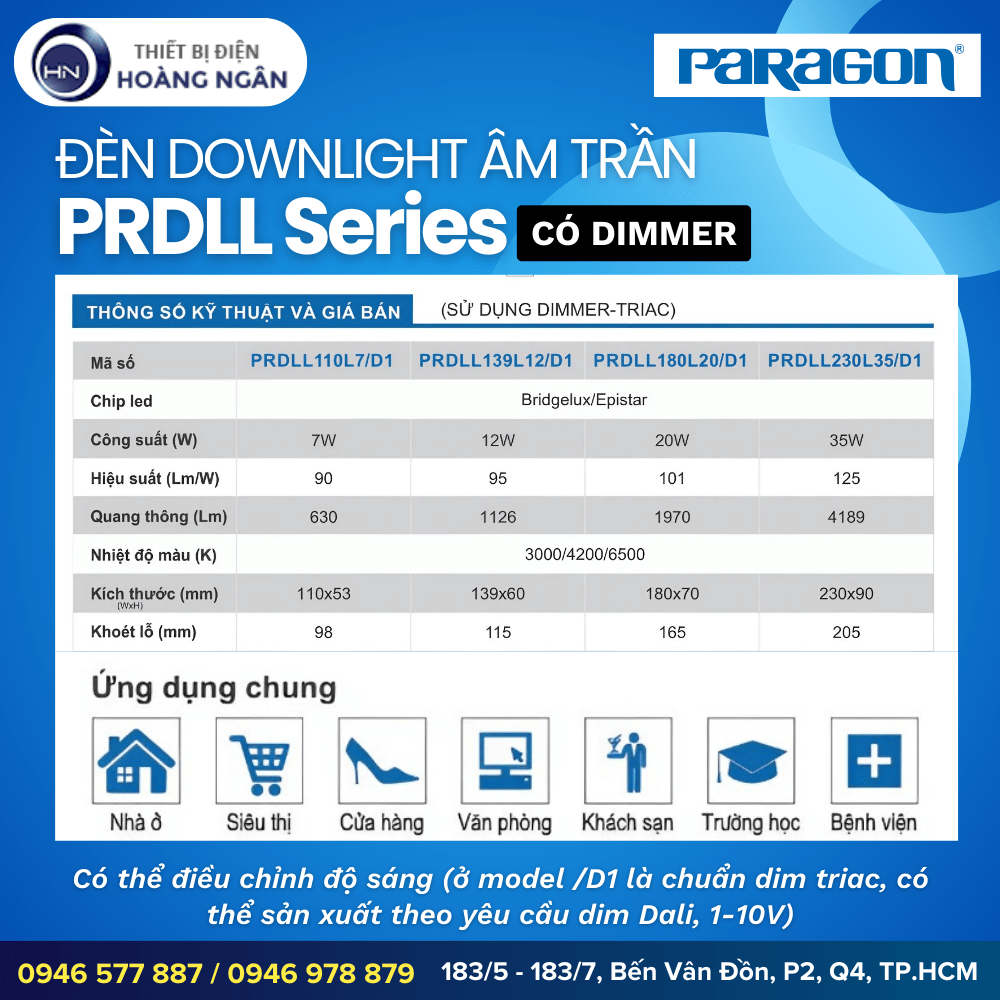 Đèn LED Âm Trần Paragon PRDLL Series