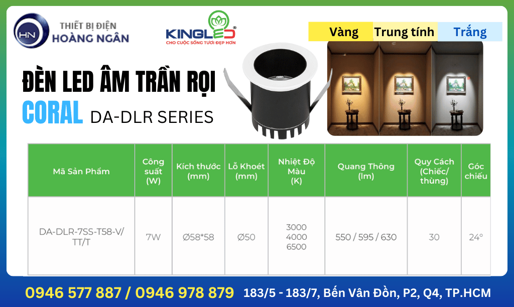 Đèn LED Âm Trần Rọi KingLED Coral DA-DLR Series