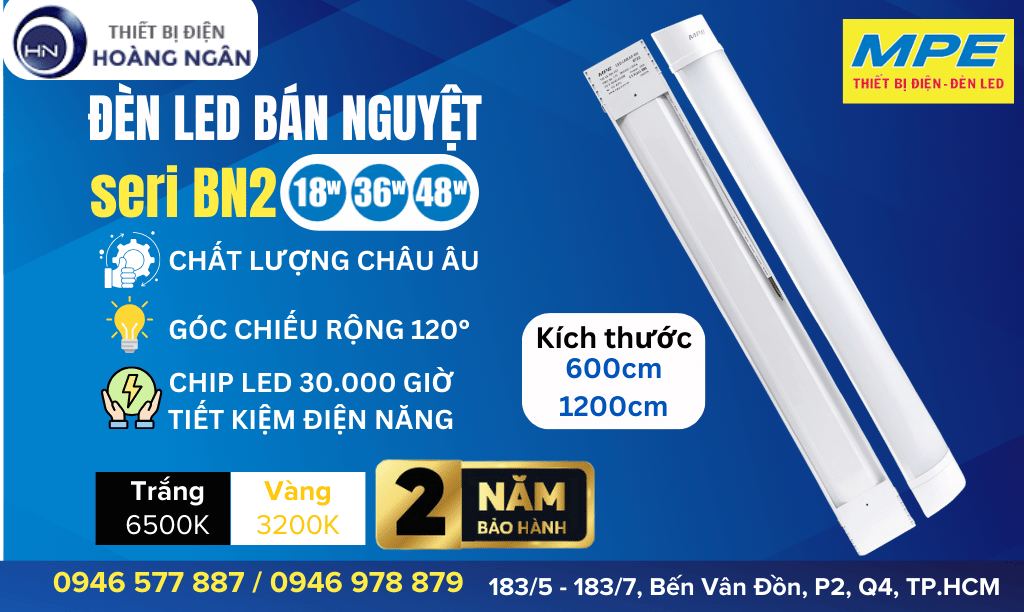 Đèn LED Bán Nguyệt MPE Thân Nhựa Seri BN2