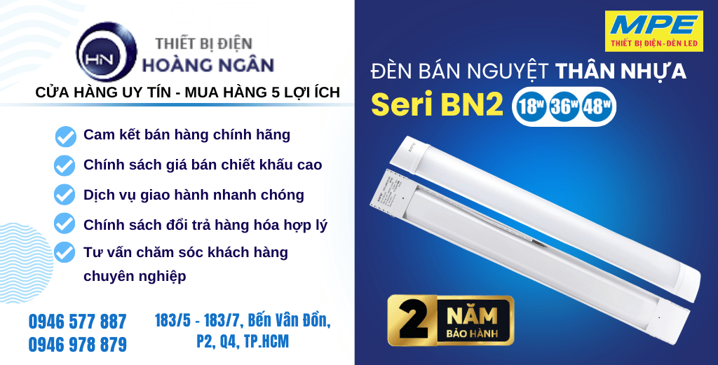 Đèn LED Bán Nguyệt MPE Thân Nhựa Seri BN2