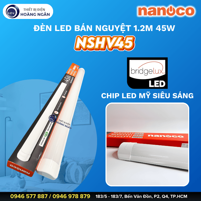 Đèn LED Bán Nguyệt Thân Nhôm 1.2m NSHV456 45W Nanoco