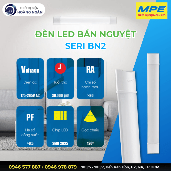 Đèn LED Bán Nguyệt Thân Nhựa MPE Seri BN2