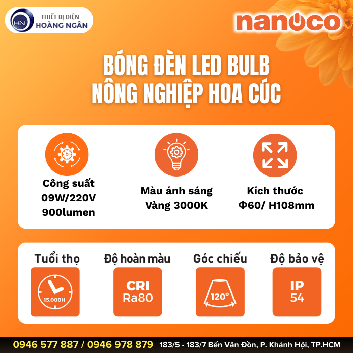 Đèn LED Bulb Nông Nghiệp Hoa Cúc NLBC093