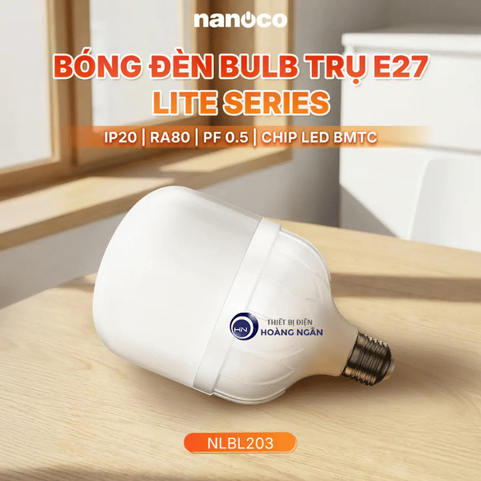 Đèn LED Bulb Trụ E27 Lite Series Nanoco IP20