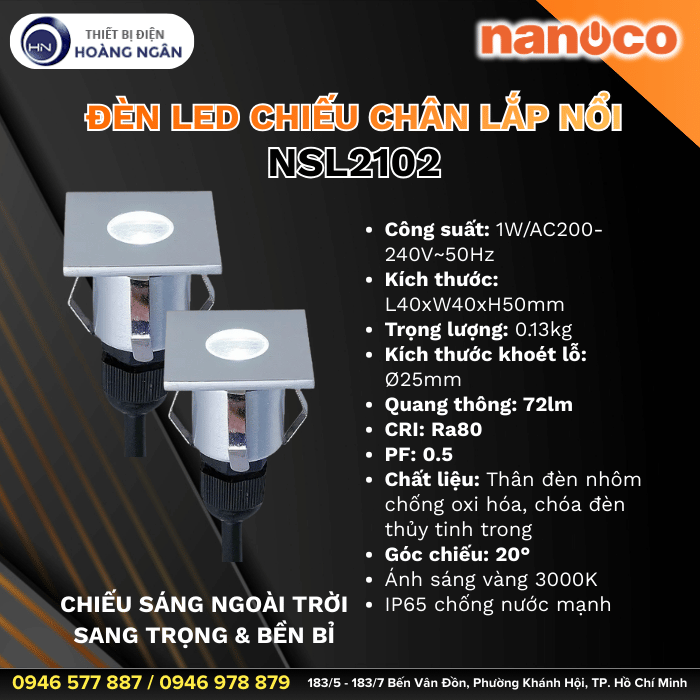 Đèn LED chiếu chân âm tường Nanoco NSL2102