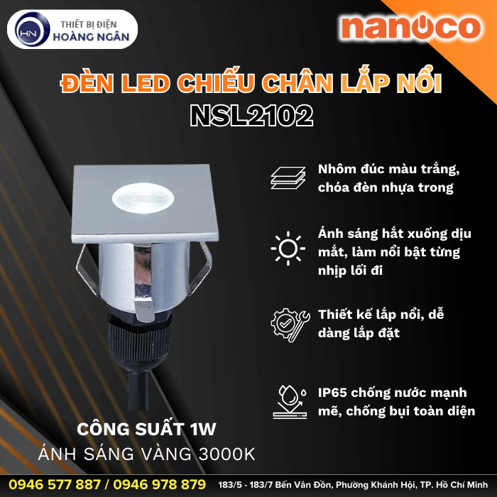 Đèn LED Chiếu Chân Âm Tường NSL2102 Nanoco
