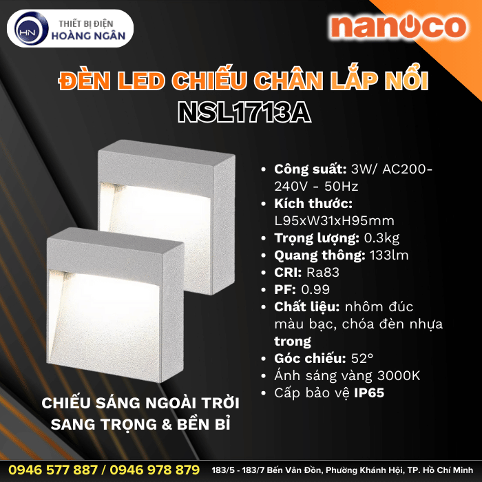 Đèn LED chiếu chân lắp nổi Nanoco NSL1713A