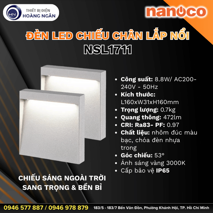 Đèn LED chiếu chân lắp nổi Nanoco NSL1711