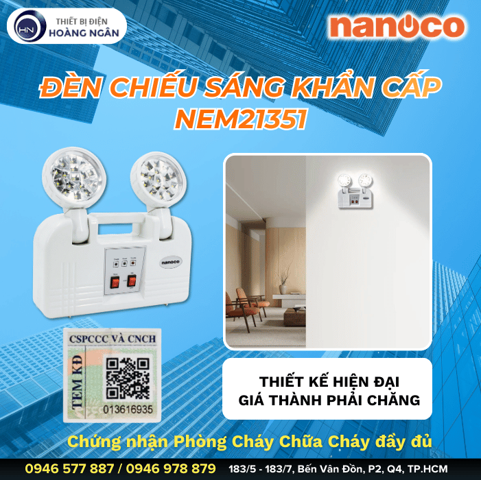 Đèn LED Chiếu Sáng Khẩn Cấp 2W NEM21351 Nanoco  Có Chứng Nhận PCCC