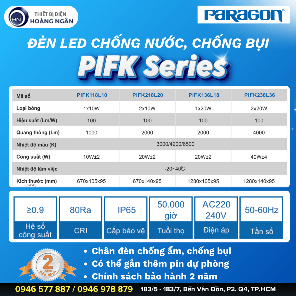 Đèn LED Chống Nước, Chống Bụi PIFK Series Paragon