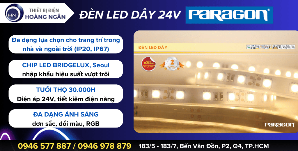 Đèn LED Dây 24V Paragon - Đèn LED dây trang trí