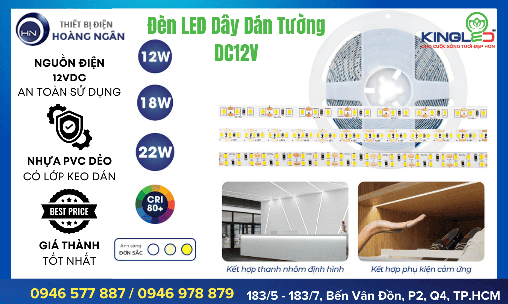 Đèn Led Dây Dán Tường Kingled DC12V LDDC Series