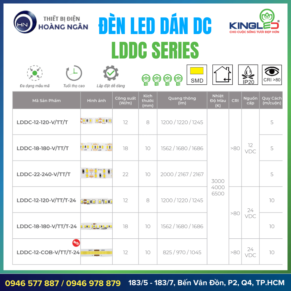 Đèn LED Dây Dán Tường DC LDDC Series KINGLED