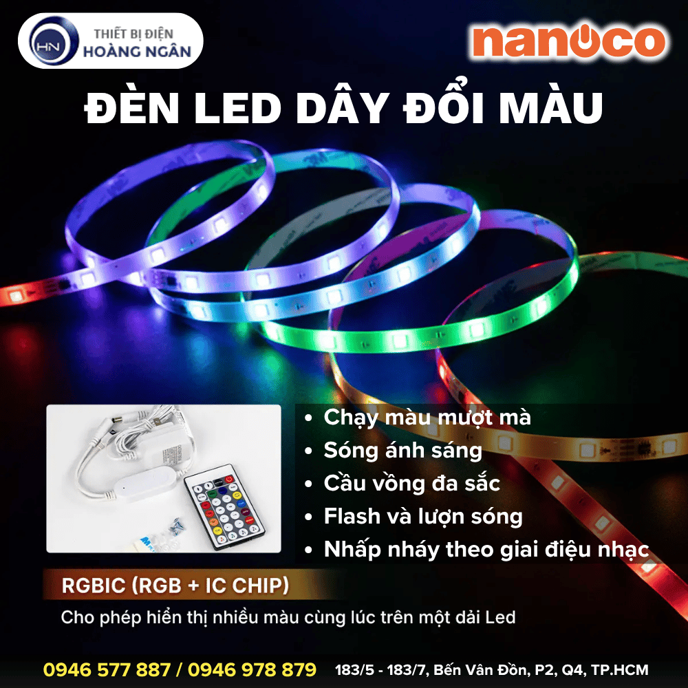Đèn LED Dây Đổi Màu Trang Trí Nanoco