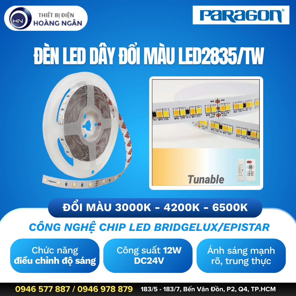 Đèn LED Dây Đổi Màu Paragon LED2835TW