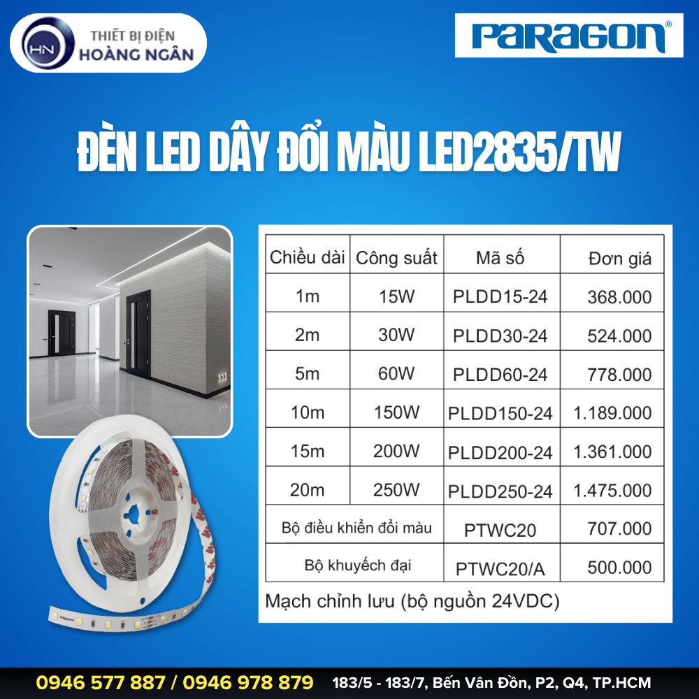 Đèn LED Dây Đổi Màu Paragon LED2835TW