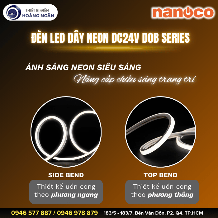 Đèn LED Dây Neon Ngoài Trời 120 Chip LED Nanoco DC24V