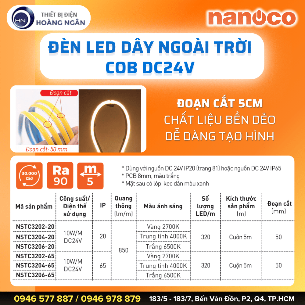 Đèn LED Dây Ngoài Trời COB Nanoco
