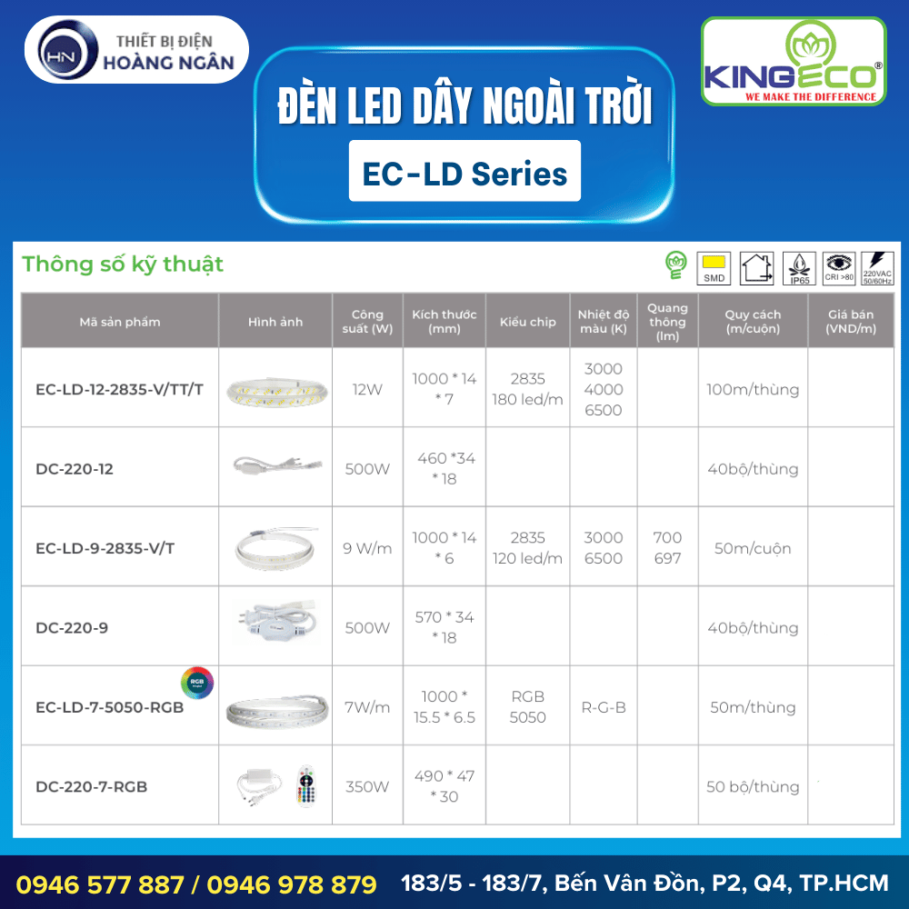 Đèn LED Dây Ngoài Trời Kingeco EC-LD Series