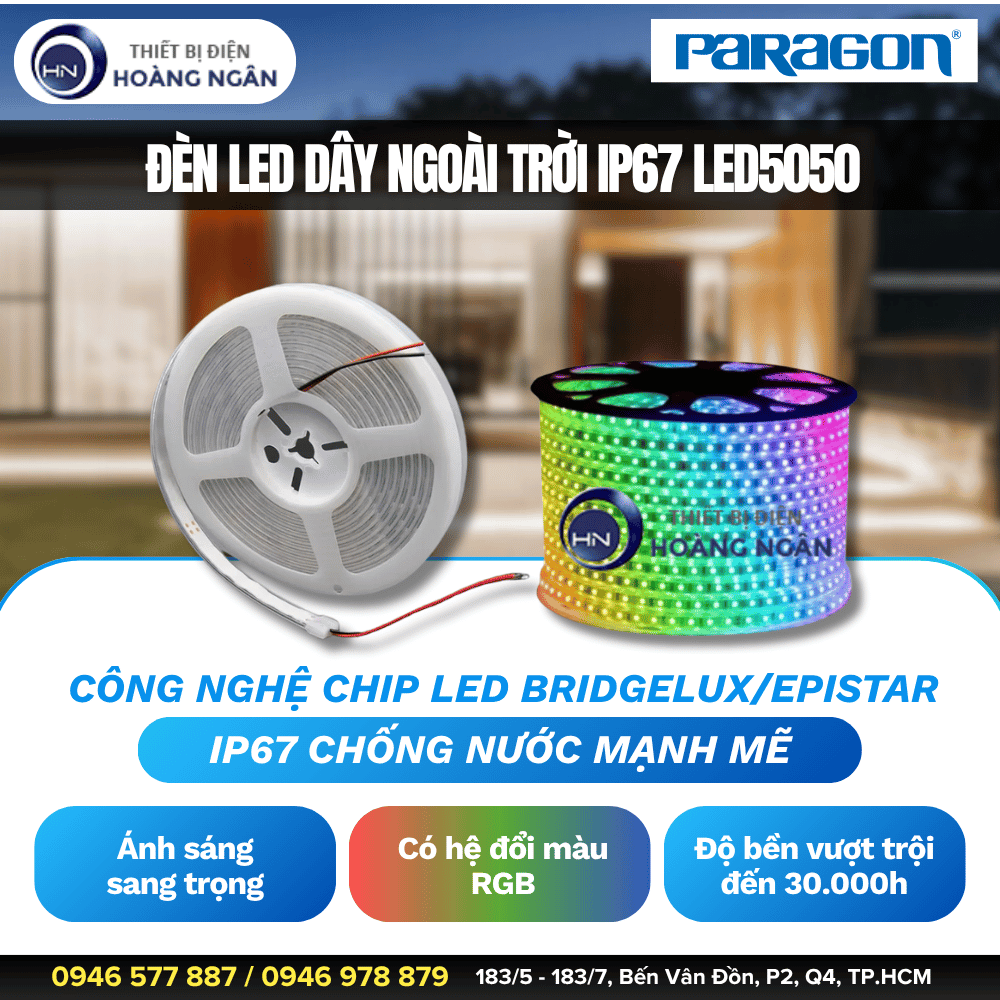 Đèn LED Dây Ngoài Trời Paragon IP67 Chống Nước LED5050