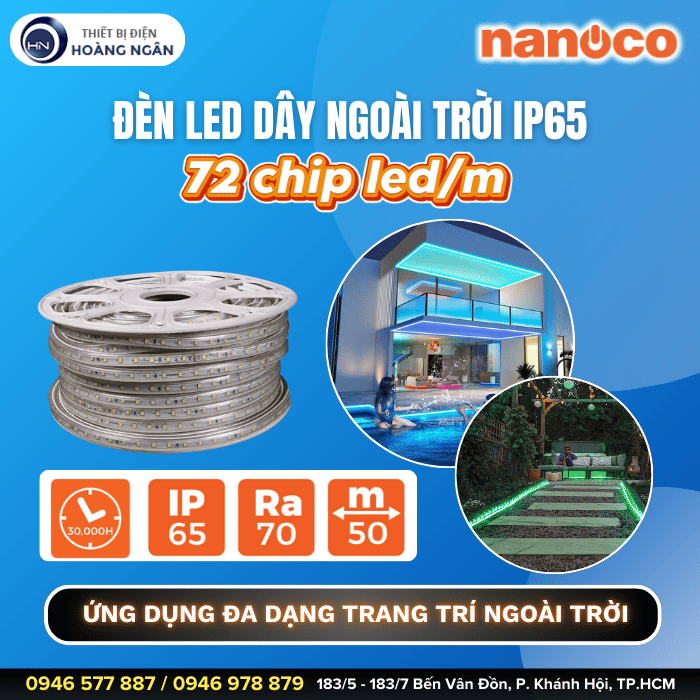 Đèn LED Dây Ngoài Trời Nanoco 72 chip LED IP65
