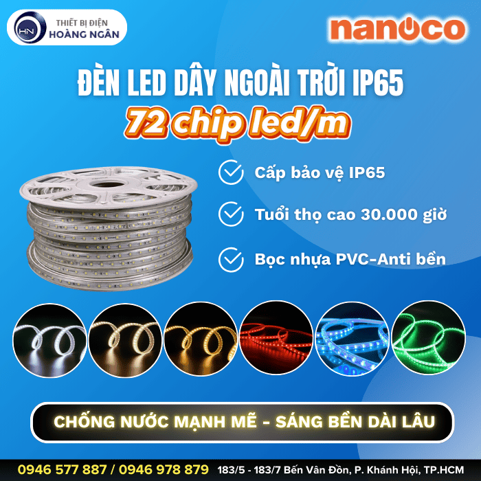 Đèn LED Dây Ngoài Trời Nanoco 72 chip LED IP65
