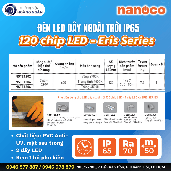 Đèn LED Dây Ngoài Trời 120 Chip LED NSTE1202 Nanoco  ERIS SERIES