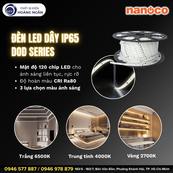Đèn LED Dây Ngoài Trời IP65 Nanoco - DOB Series