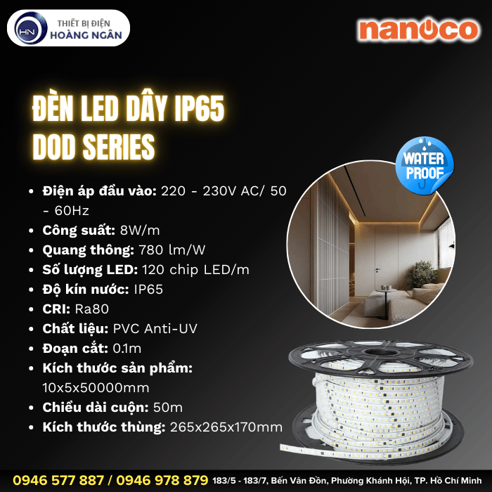 Đèn LED Dây Ngoài Trời IP65 Nanoco - DOB Series