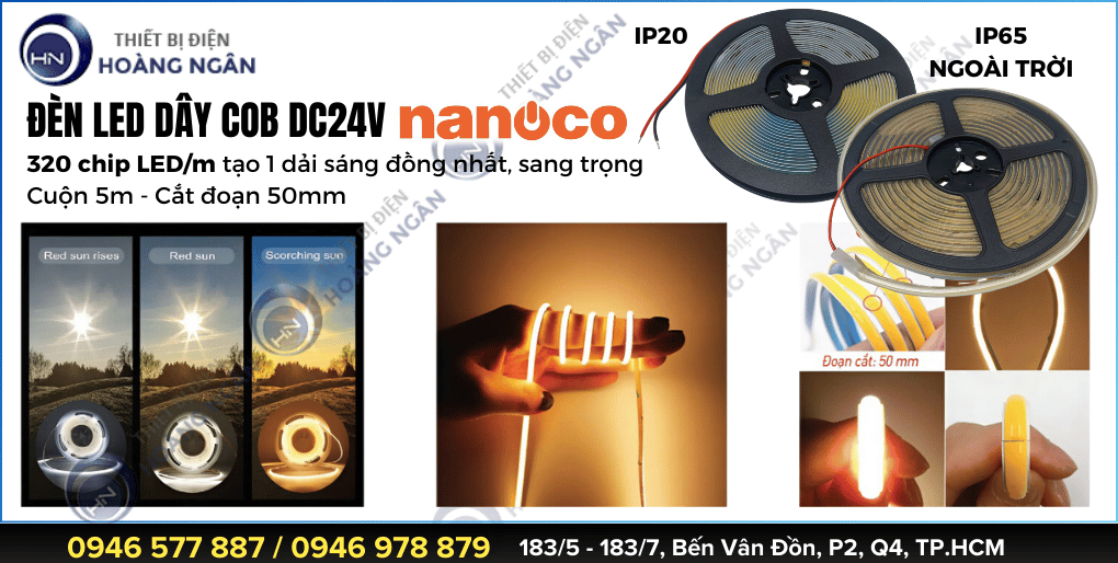 Đèn LED Dây Trang Trí COB Nanoco DC24V -  320 chip LEDmét