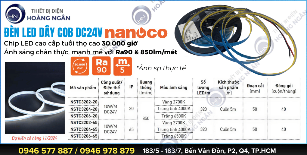 Đèn LED Dây Trang Trí COB Nanoco DC24V