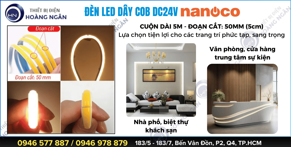 Đèn LED Dây Trang Trí COB Nanoco DC24V