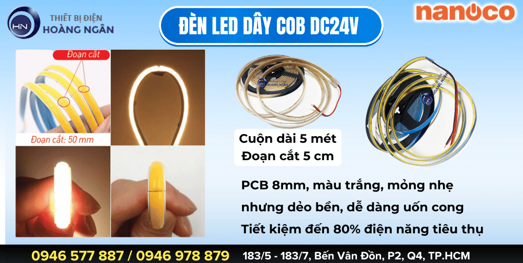 ĐÈN LED DÂY TRANG TRÍ COB NANOCO DC24V 